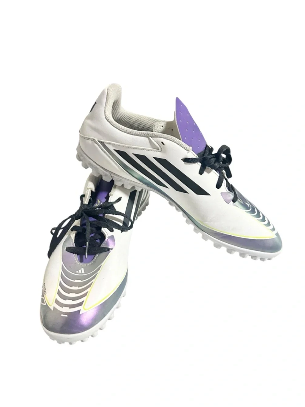 adidas Men's Soccer Turf Shoes in White, Purple & Black - 12